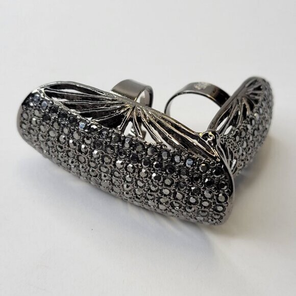 Flamboyant Designer type Knuckle Ring, Unique Knuckle Ring, Black diamond Ring - Picture 9 of 14